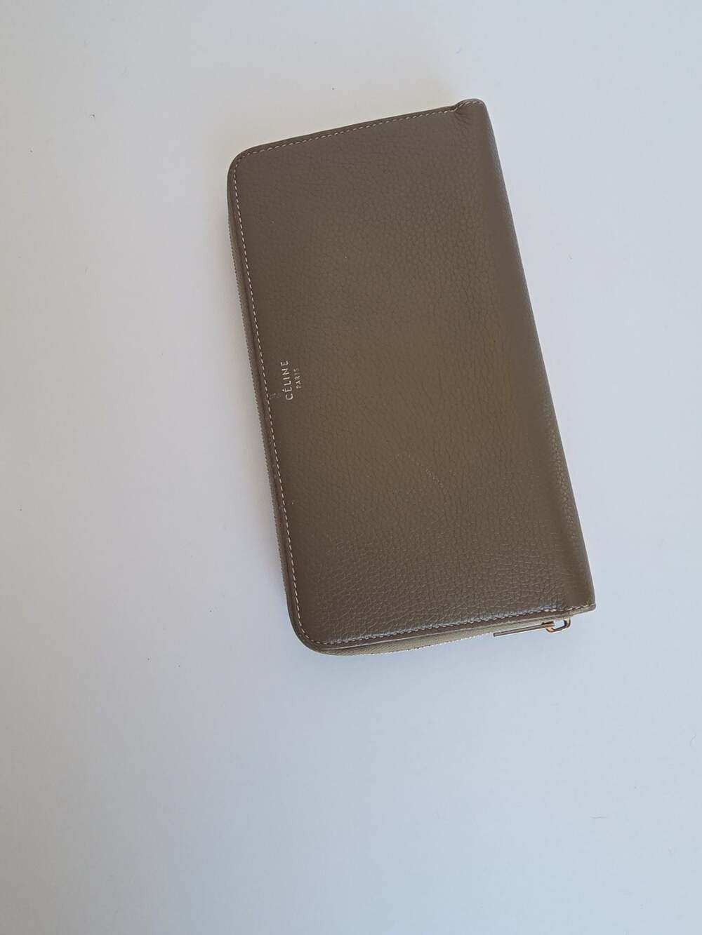 Céline Large Zip Around Multifunction Wallet in Grained Calfskin Taupe and Yello - Picture 16 of 16